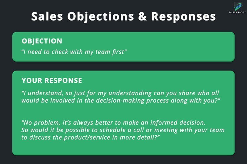 need to check with my team sales objection and response