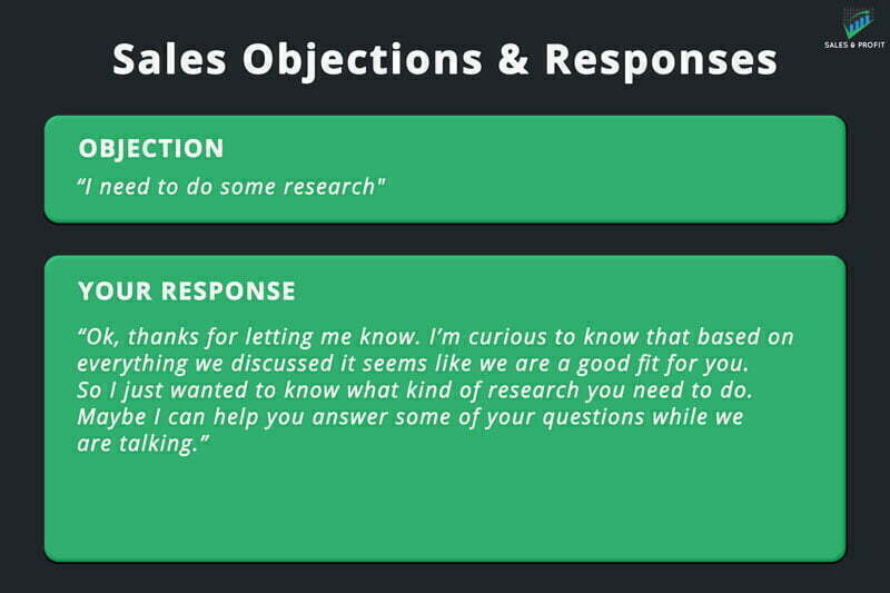 need to do research sales objection and response
