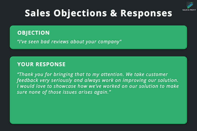 negative reviews about your company sales objection and response