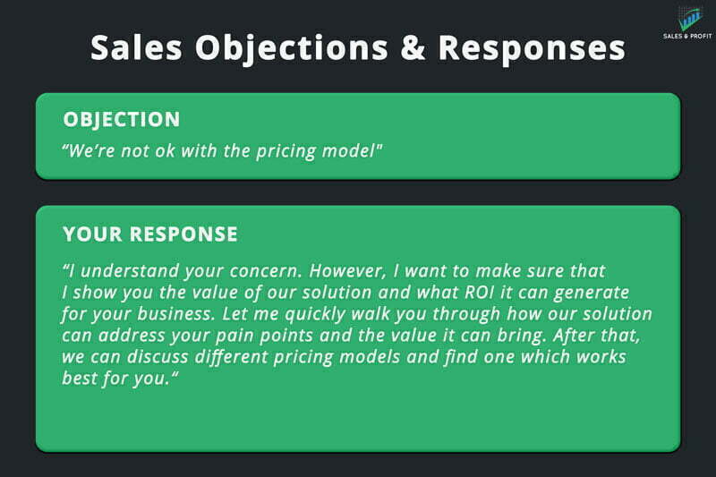 not ok with pricing model sales objection and response