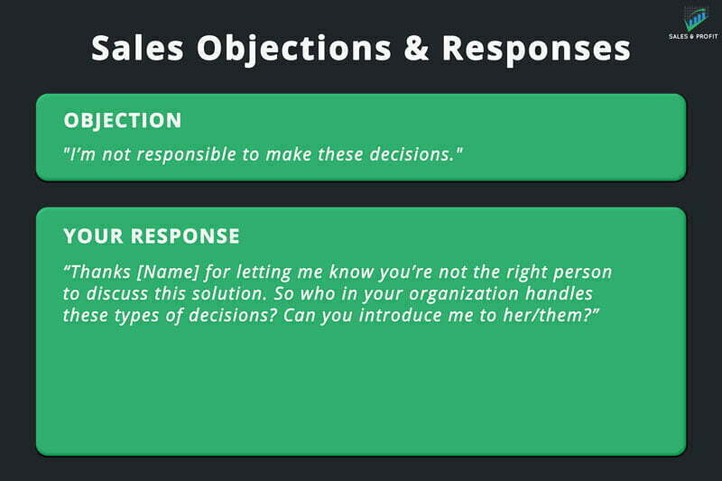 Not the decision maker sales objection and response