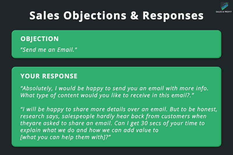 Send me an email sales objection and response
