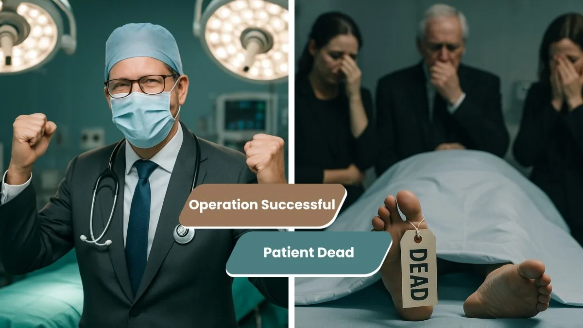 image showing an operaion successful, but patient is dead