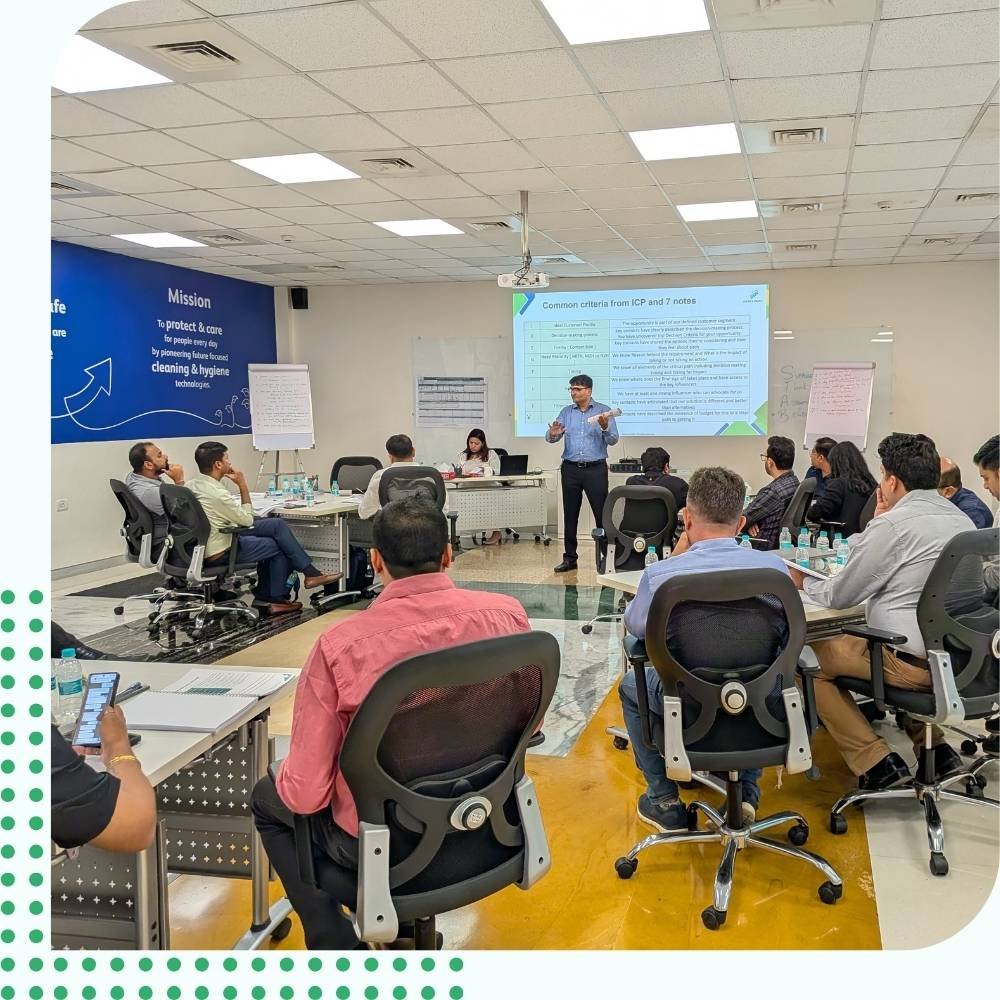 B2B Opportunity Management Workshop B2B sales consultant guiding team on opportunity management.
