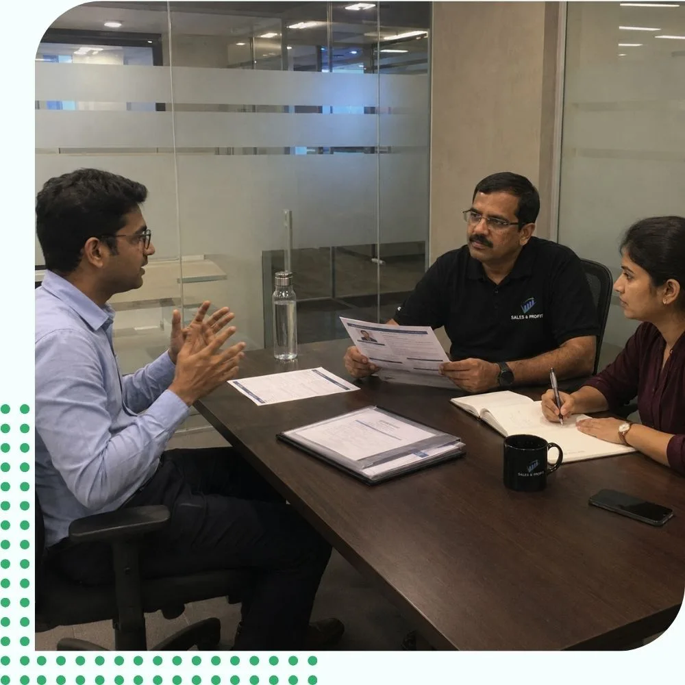 tech-sales-recruitment-agency-india an interview being conducted in a conference room